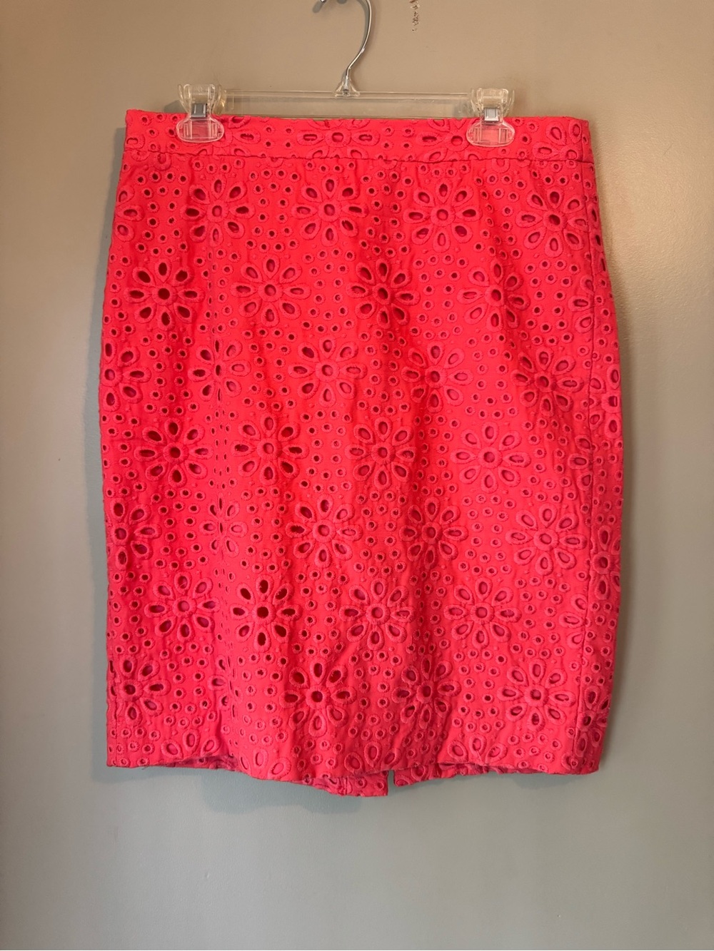 J. Crew Melon Color Eyelet Pencil Skirt
